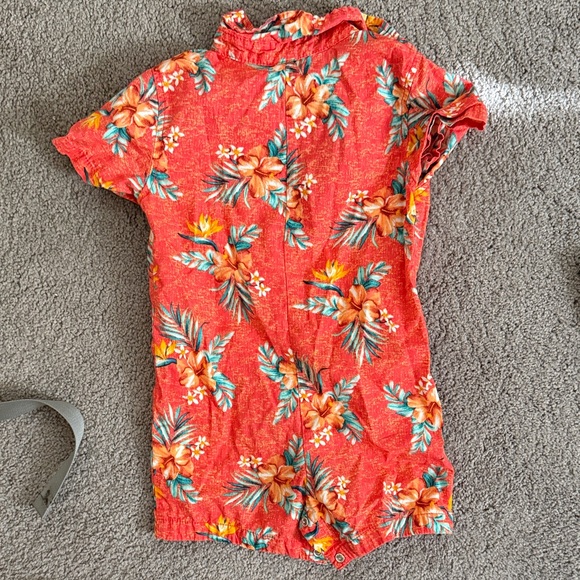 Old Navy Kids Tropical Floral Romper - Red and Orange - Picture 3 of 3